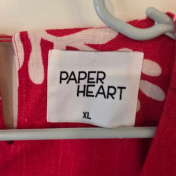 Paper Heart x Anthropologie Tequila Vacation Mini Dress Linen Blend Size XL Red - Picture 5 of 6